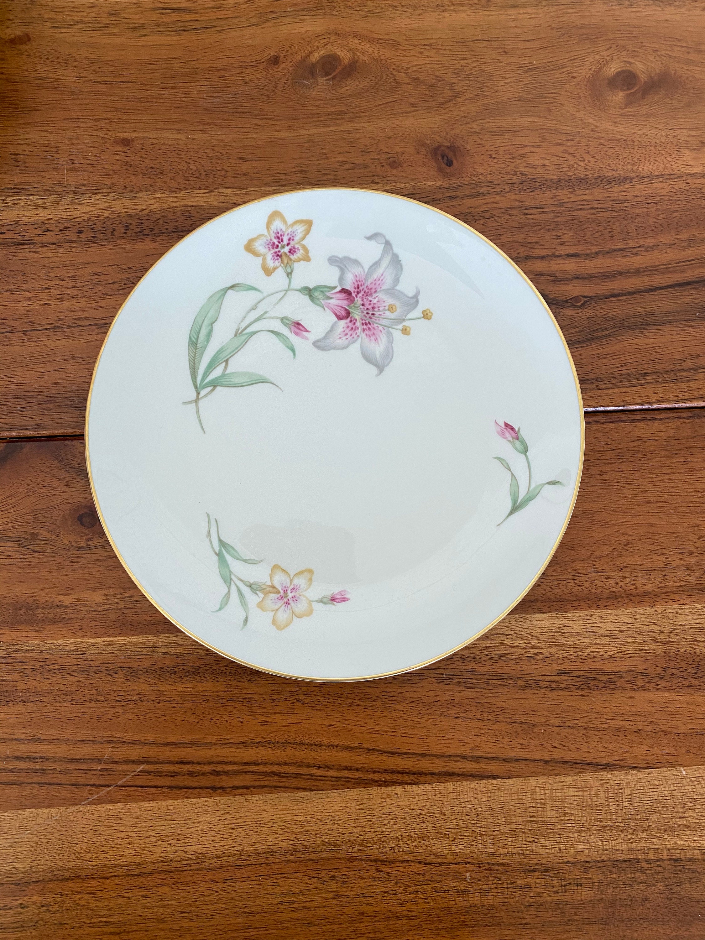 Piatti da insalata in porcellana fine Rosenthal Winifred Lily - Design foglia in porcellana pastello vintage