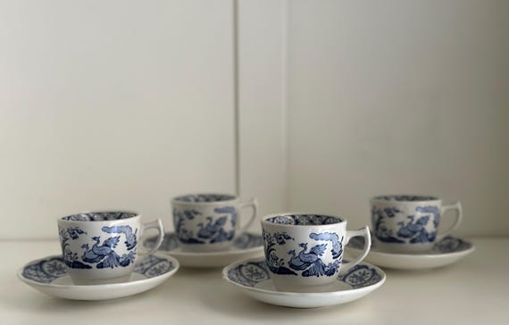 Furnivals Old Chelsea Blue Demitasse Cup & Saucer Set - Vintage