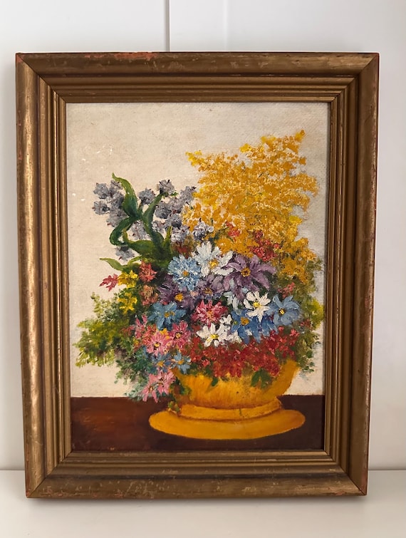 油彩画 花瓶の花 金色フレーム付き 花瓶の花 絵画 金色フレーム 【公式通販】