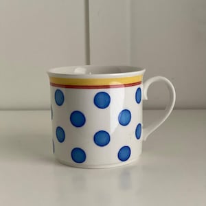 Vintage Villeroy & Boch Twist Anna Blue Polka Dot Demitasse Cup - Fine China Espresso Serving