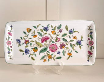 Vintage Minton Haddon Hall Floral Chinoiserie Sandwich Tray - Fine Bone China Serving Plate