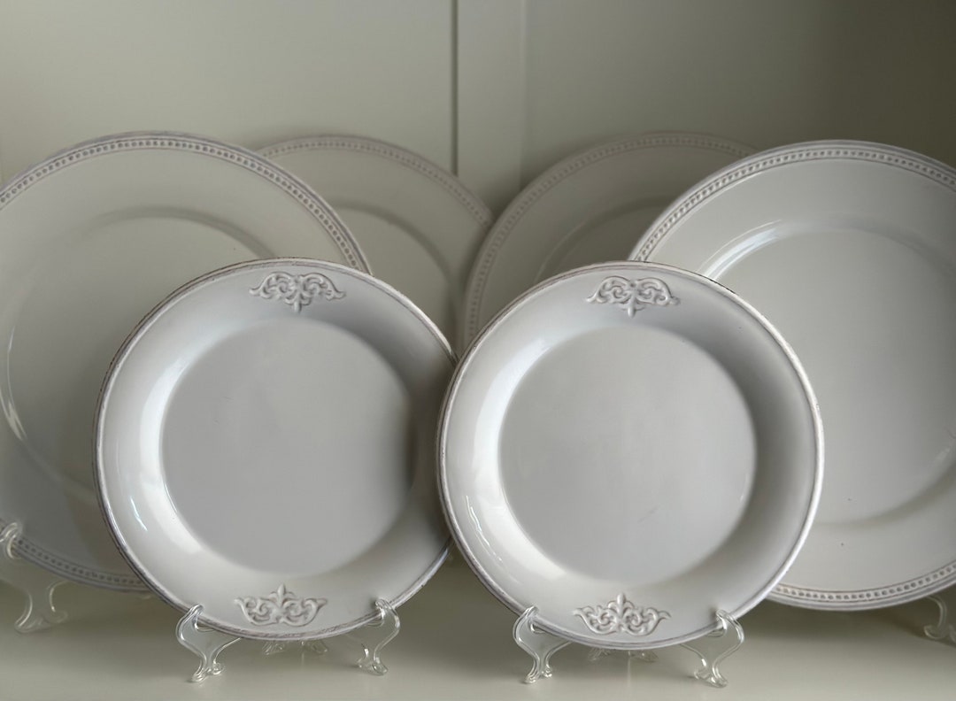 Cos Du Manoir White Versailles Salad Plates and Rhône Dinner Plates