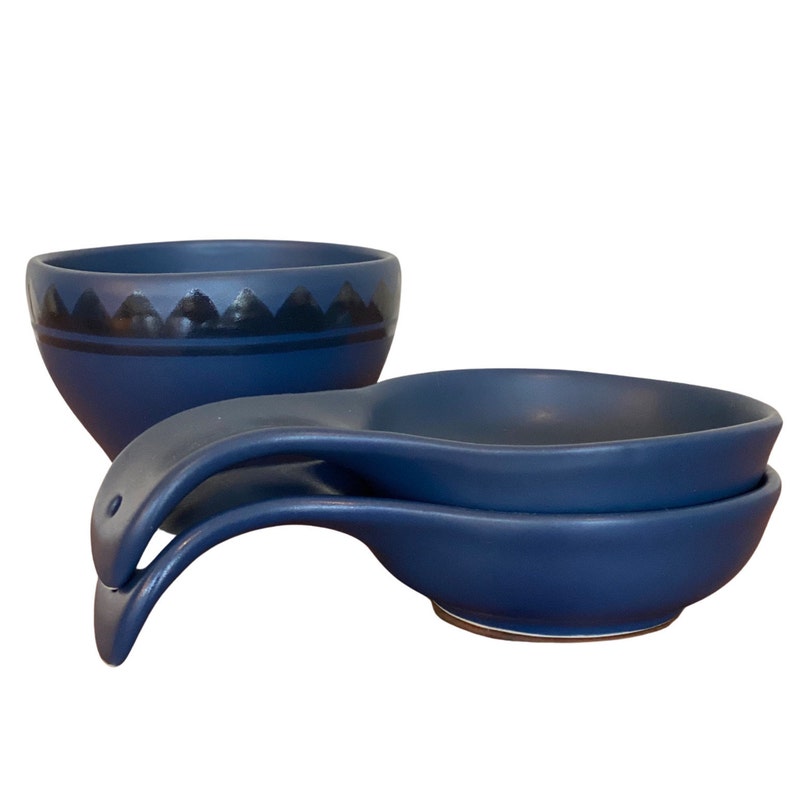 Treasure Craft Southwest Indigo Blue Salsa Bowl & Spoon Rests Etsy