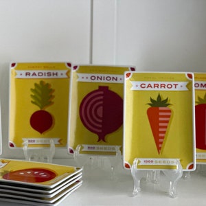 Vintage-inspired Seed Packet Appetizer Plate - Garden Vegetable Design for Farm-to-Table Dining