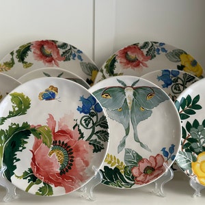 Pottery Barn Lyla Garden Plate: Discontinued Floral Butterfly Dinnerware, Individually Priced