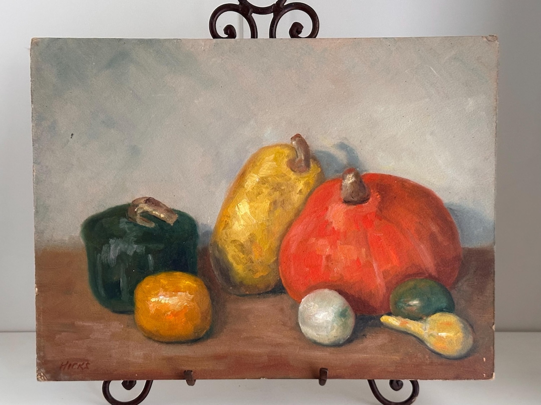Vintage Vegetable Still Life Oil Painting: Rustic Kitchen Wall Decor - Etsy