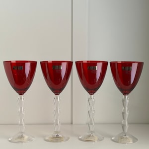 Lenox Carat Ruby Crystal Wine Glasses Set - Tall Elegant Red Diamond Stem Goblets for Special Occasions