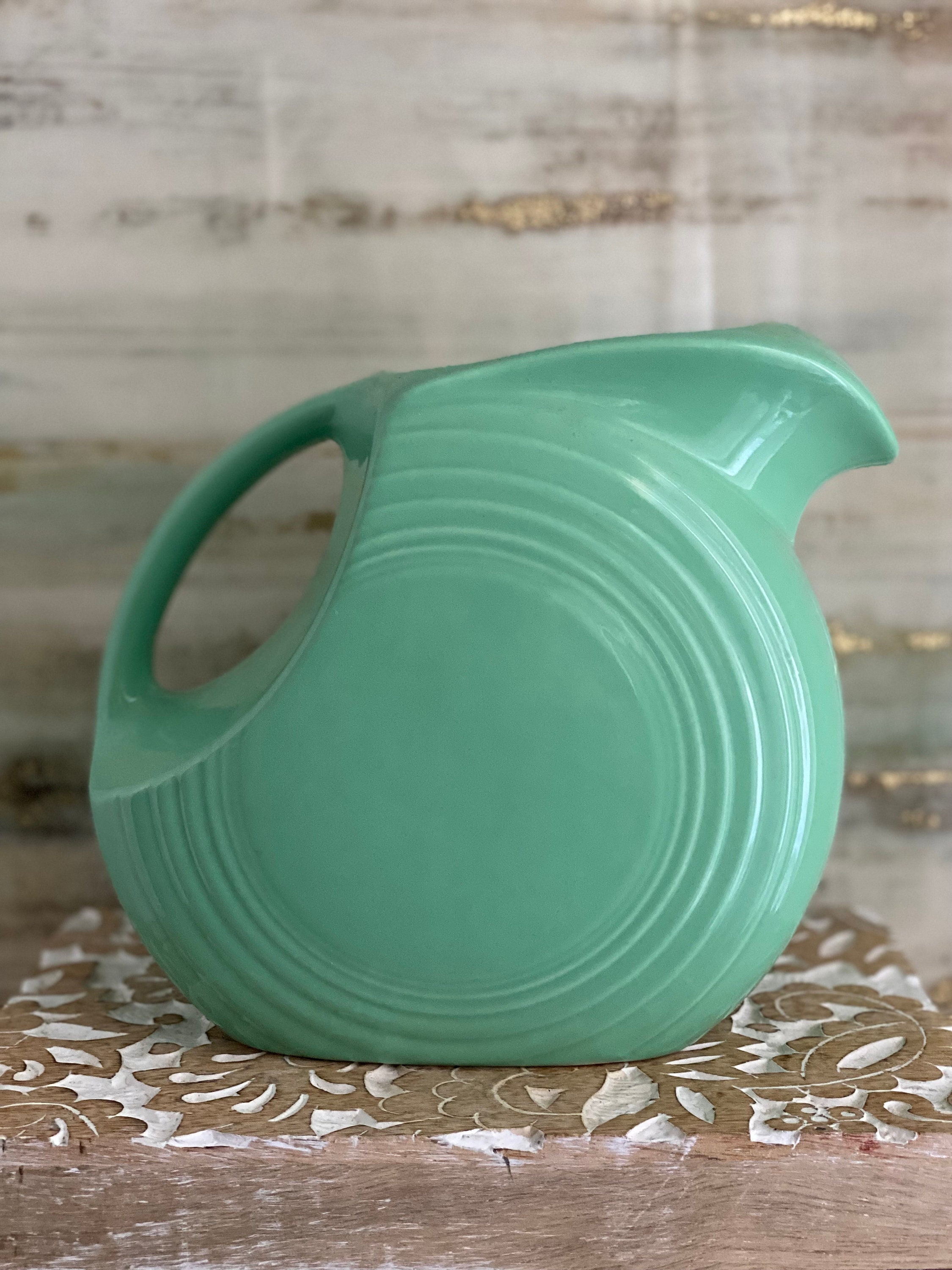 Fiesta Disc Pitcher Old Genuine Turquoise Fiesta Sea Mist Fiesta