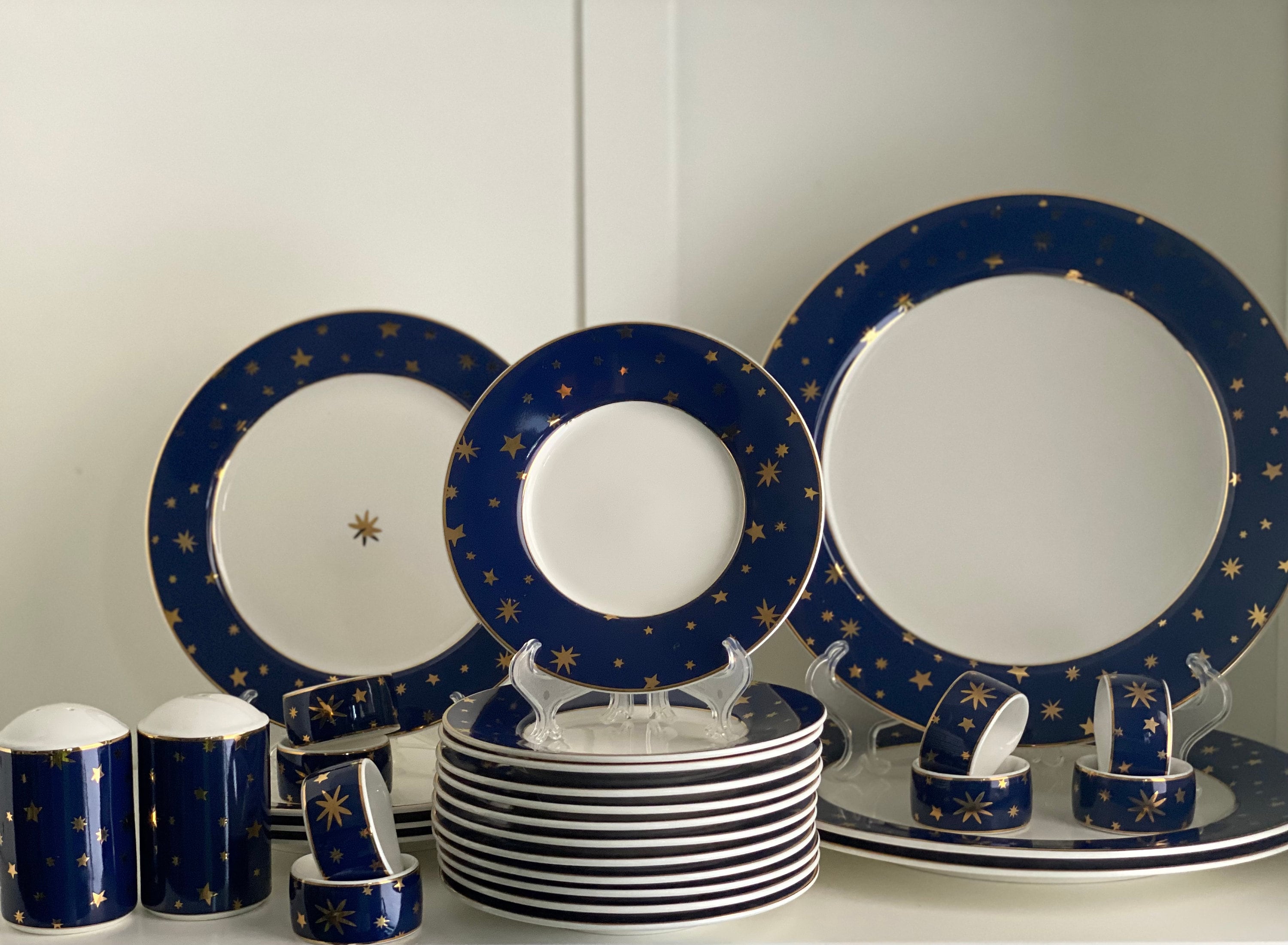 スポードブルーイタリアン ケーキプレートプラッタ＆サーバーナイフ