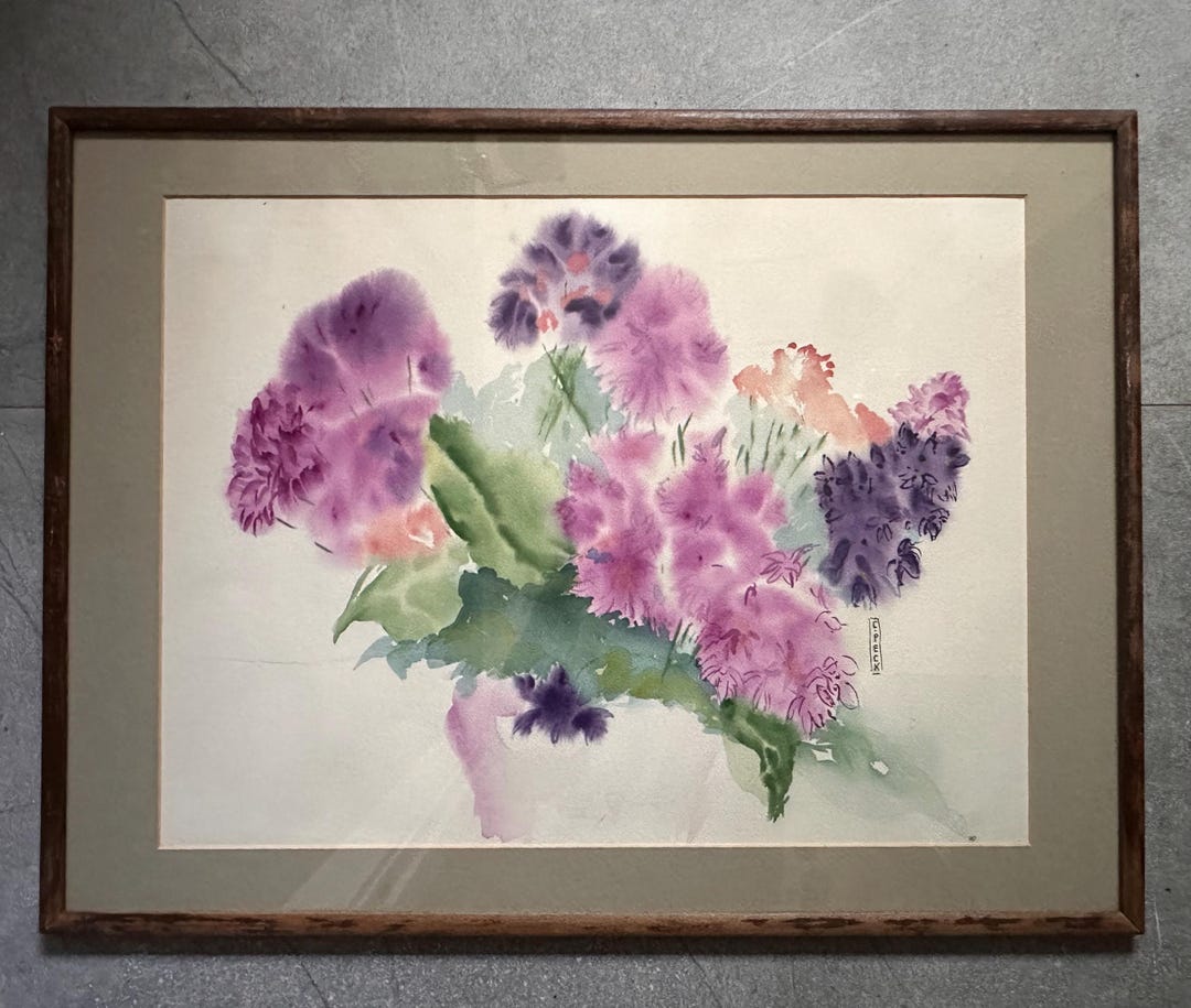Vintage Botanical Watercolor Painting: Framed Floral Art by C. Peck - Etsy
