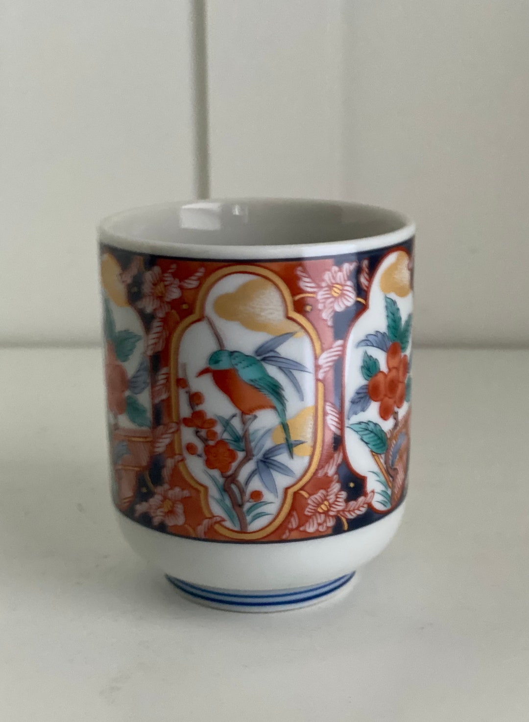 Japanese Imari Porcelain Tea Cup/tumbler, Bird and Floral Pattern Etsy