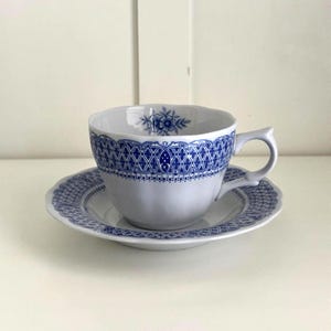 Vintage Nikko Kingstone Heavenly Blue Ironstone Tea Cup & Saucer Set from Japan