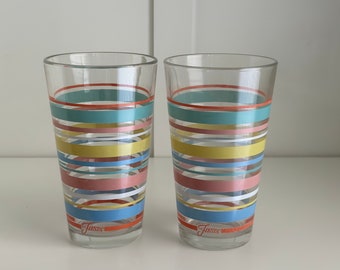 Vintage Fiesta Pastel Striped Coordinate Tumblers Set - Rare Collectible Glassware for Entertaining