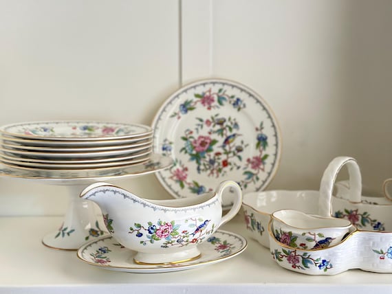 Aynsley Pembroke Salad Plate, Bone China Bird Floral Design - Etsy