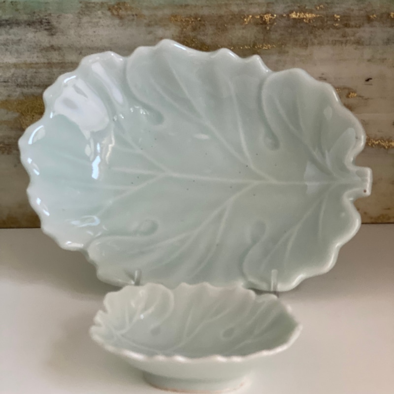Ceramic leaf shaped plates etsy
