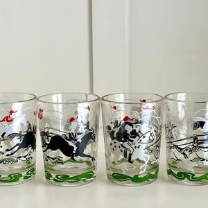 Hazel Atlas Fox Hunt Glasses: Equestrian Barware Set - Etsy