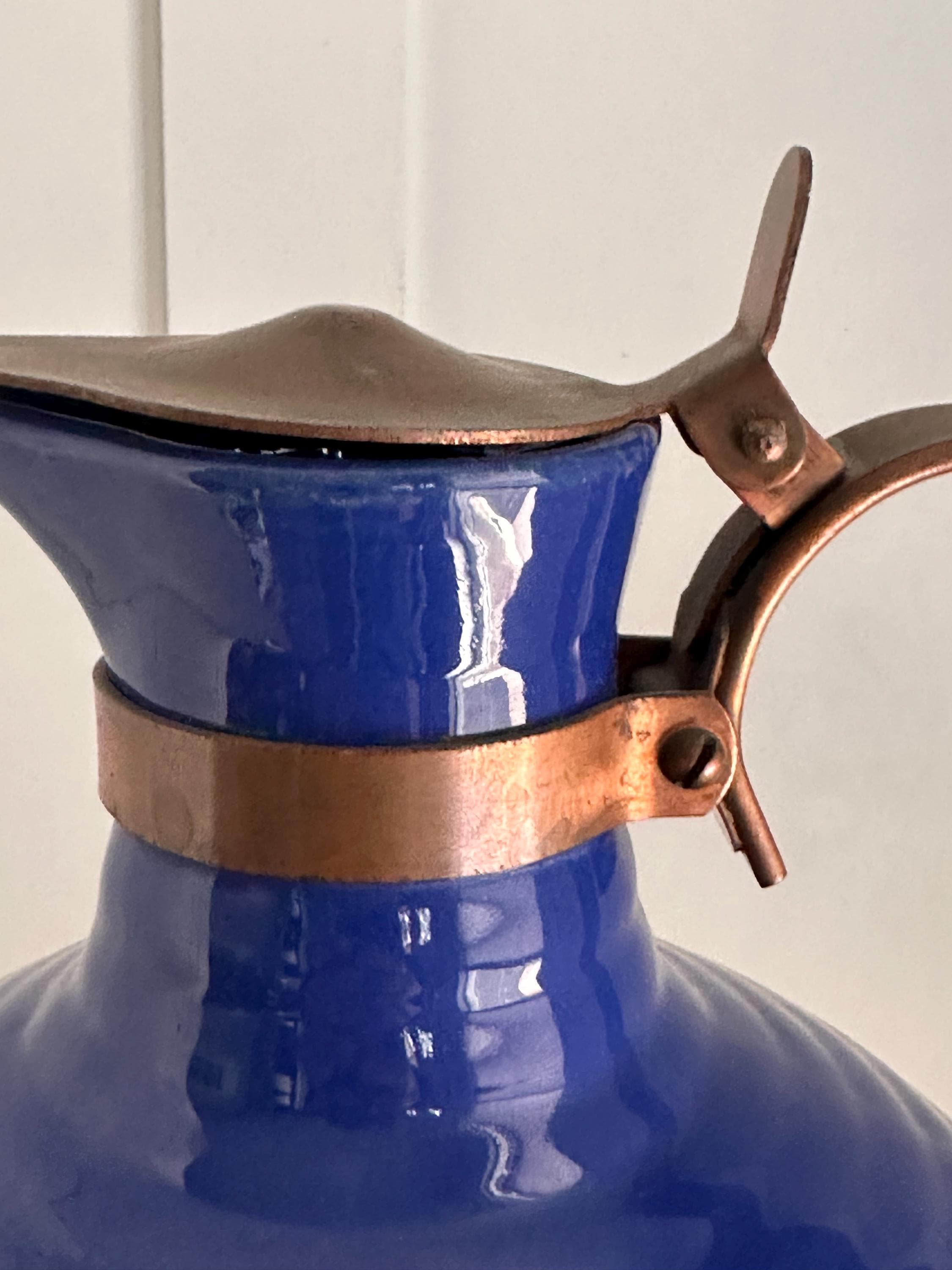 Rare 1930s Bauer Ringware Cobalt Blue Coffee Urn With Copper