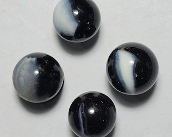 Vintage Vitro Agate Blackie knikkers 0,67" set van 4 — Verzamelbare glazen knikker JM-022