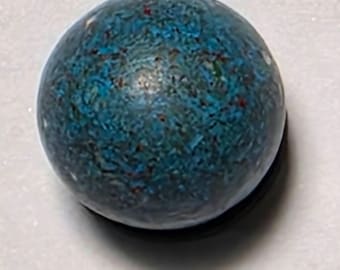Antieke blauwe Bennington geglazuurde kleimarmer - 0,62" — Verzamelbare glazen marmer JM-005