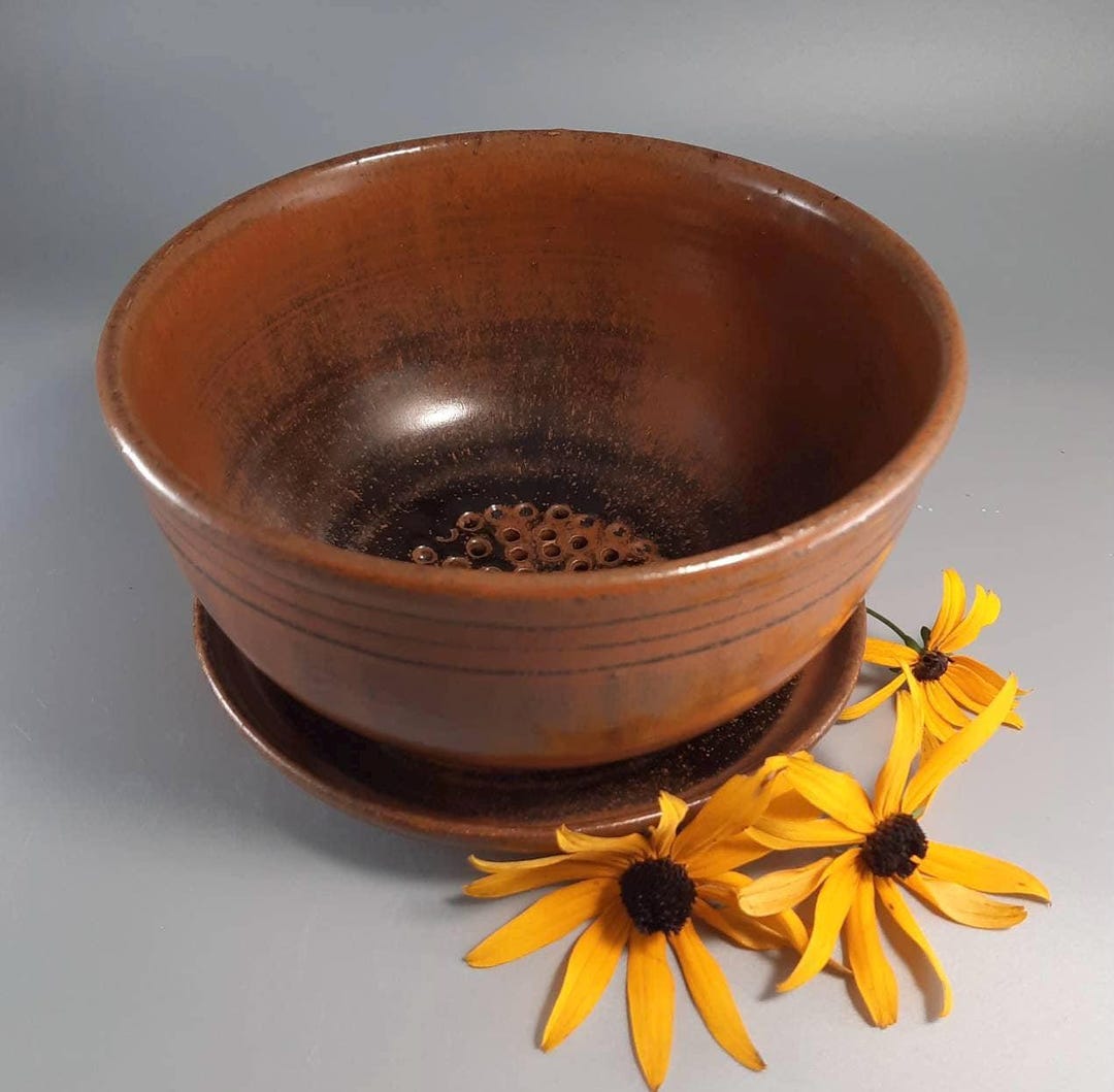 Handcrafted Berry Bowl With Matching Drip Plate, Wheel Thrown Ceramic ...