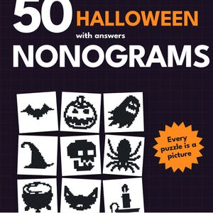 50 Halloween-nonogrampussel, utskrivbar PDF för reMarkable och Kindle Scribe