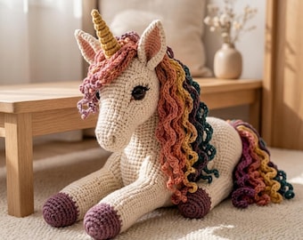 Large Reclining Unicorn Amigurumi Crochet Pattern (PDF)