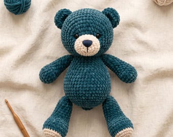 Beginner Friendly Chenille Teddy Bear Amigurumi Pattern (PDF Download)