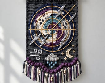 Crochet Wall Hanging Pattern | Celestial Weather Radar Tapestry PDF