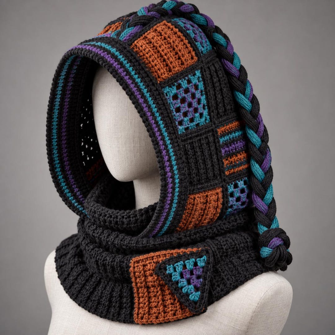 Hooded Cowl Crochet Pattern | Patchwork Hood PDF Thermal Specter - Etsy