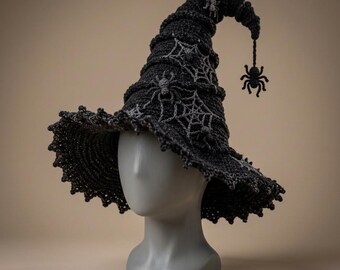 Blackthorn Widow Witch Hat Crochet Pattern | Gothic Halloween Accessory (PDF)