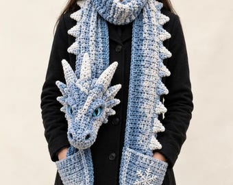 Frostscale Dragon Pocket Scarf Crochet Pattern (Digital Download)