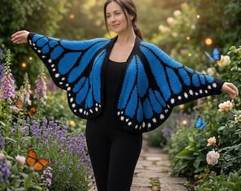 Monarch Butterfly Wing Cardigan Crochet Pattern (Digital Download)
