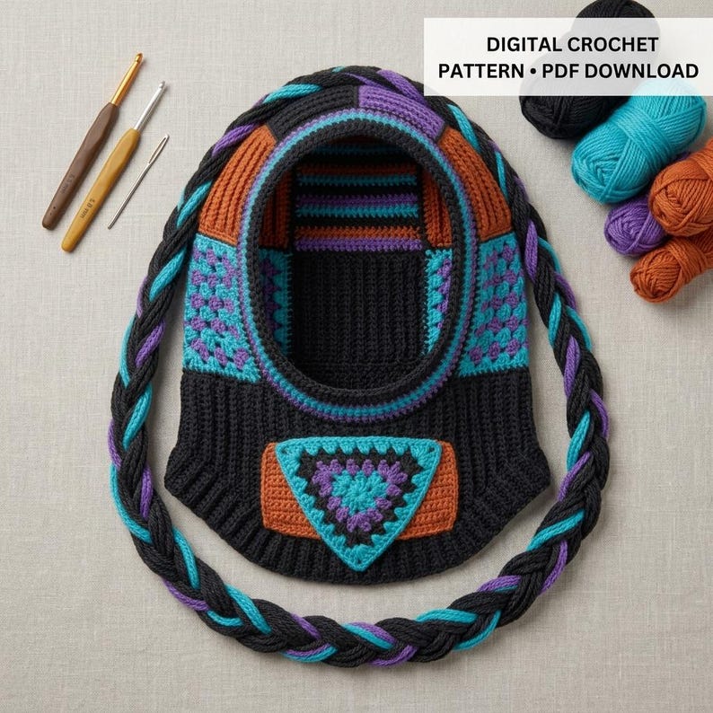 Hooded Cowl Crochet Pattern | Patchwork Hood PDF Thermal Specter - Etsy UK