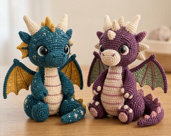 2 Amigurumi Dragon Crochet Patterns, Fantasy Toy Bundle (Digital Download)