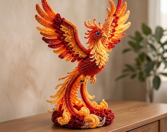 Phoenix Crochet Pattern PDF | Firebird Amigurumi | Fantasy Bird Sculpture (Digital Download)