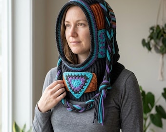Hooded Cowl Crochet Pattern | Patchwork Hood PDF Thermal Specter