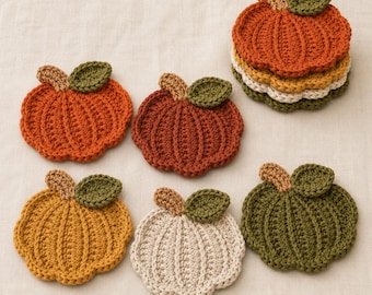 Modèle de sous-verre citrouille au crochet pour débutants, dessous de tasse d'automne (PDF) Tutoriel vidéo inclus