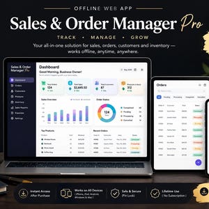 Sales & Order Manager pro | Etsy Seller Business Dashboard | Customer Revenue Organizer | Inventory Manager