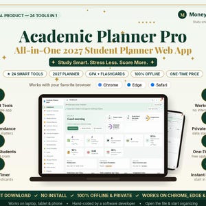 2027 Academic Planner App, Student Study Planner, Assignment Tracker, Semester Class Schedule , Offline Download