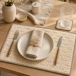 Crochet Placemat and Coaster Pattern: Beginner Woven Table Set, 2 PDFs