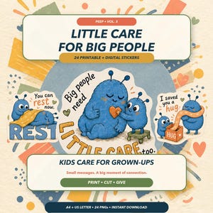 Little Care for Big People Stickers – Kids Connection Notes (Digital Download)