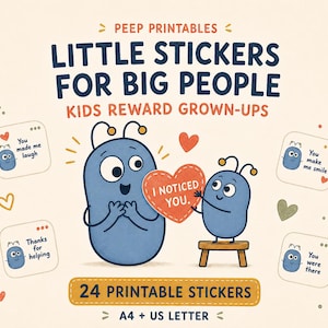24 ausdruckbare Peeps-Sticker Vol. 1 – Dankesbotschaften für Erwachsene (Digitaler Download)