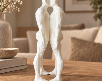 Geometric Gay Couple Sculpture – 3D Printed Romantic Decor (20cm or 25cm)