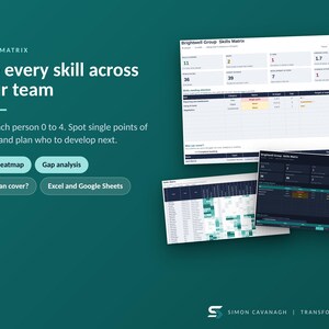 Skills Matrix Template Excel Google Sheets | Team Skills Tracker with Heatmap, Gap Analysis and Development Plan | Competency Matrix