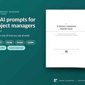 AI-uppmaningar för projektledare | 50 ChatGPT-, Claude-, Gemini- och Copilot-uppmaningar för planering, RAID-loggar och statusrapporter | Digital PDF