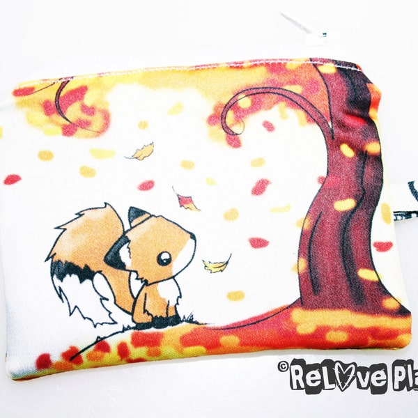 Fall FOX Mini Coin Purse Zipper Pouch - Kawaii cute pretty - Wallet - ReLove Plan.et