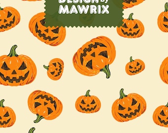Halloween Pumpkin Plaid Seamless Pattern Bundle, 2 JPG Digital Papers