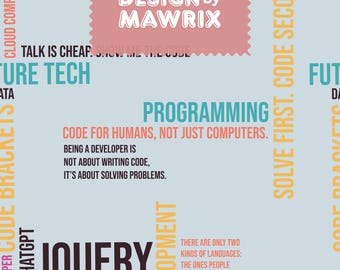 Programming Seamless Pattern, Developer Digital Paper, Coding Typography JPG