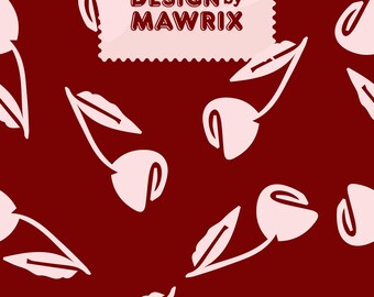 Burgundy Tulip Seamless Pattern, Red Floral Digital Paper, Cream Background
