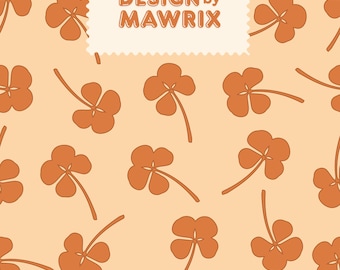 Floral & Plaid Seamless Pattern Bundle, Orange Flower Digital Paper, 2 JPG Files